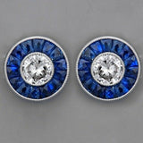 Art Deco Stud Earrings 1.2ct Round Cut VVS1D Diamond 14k White Gold Finish