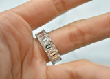 3ct Emerald Cut Diamond Gatsby Eternity Wedding Ring Band 14k White Gold Finish