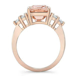 4ct Emerald Morganite Engagement Ring 14k RoseGold Over Solitaire Diamond Accent