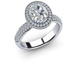 2.9ct Oval Cut VVS1D Diamond Halo Queens Engagement Ring 14k White Gold Finish