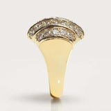 2.5ct Round Cut VVS1 Diamond Engagement Ring Five Row Dome 14k YellowGold Finish