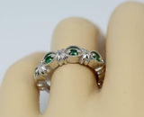 1.5ct Round Cut Green Emerald Wedding Band Half Eternity 14k White Gold Finish