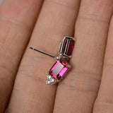 2ct Emerald Cut Pink Ruby Diamond Elegant Stud Earrings 14k White Gold Finish