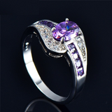 4ct Oval Purple Amethyst Engagement Ring 14k White Gold Finish Classic Solitaire