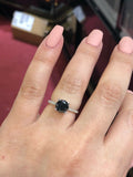 3Ct Round Cut Black Diamond Hidden Halo Solitaire Ring 18K White Gold Finish