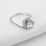 2ct Round Cut Diamond Engagement Ring Dual Swirl Solitaire 14k White Gold Finish