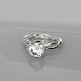 1ct Round Cut Diamond Split Shank Open Floral Solitaire Ring 14k White Gold Over