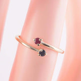 0.2ct Round Pink Ruby Bypass Minimalist Dual Birthstone Ring 14k YellowGold Over