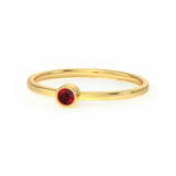 0.1Ct Round Pink Ruby Solitaire Minimalist Engagement Ring 14K Yellow Gold Over