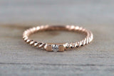 0.1ct Round Cut Diamond Wedding Band 14k Rose Gold Finish Twist Dainty Braided