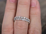 1ct Emerald Cut Diamond Full Eternity Dual Wedding Band 14k White Gold Finish