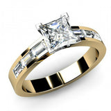 2.1ct Princess Cut Diamond Dual Tone Engagement Ring 14k Yellow Gold Finish