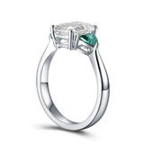 1.9ct Emerald Cut Diamond Engagement Ring 14k White Gold Finish Unique Trilogy