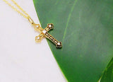 0.5ct Round Cut Diamond Pendant with Chain Cross Design 14k Yellow Gold Finish