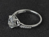 2ct Engagement Ring Oval Cut Diamond Twist Shank Solitaire 14k White Gold Finish