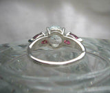 2.5ct Round Cut Diamond Trilogy Engagement Ring 14k White Gold Over Ruby Accents