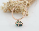 1.5ct Oval Cut Green Emerald Engagement Ring 4 Prong Solitaire 14k RoseGold Over