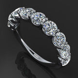 Half Eternity Anniversary Wedding Band 1.44ct Round Diamond 14k White Gold Over