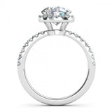 2.3ct Round Cut VVS1D Diamond Unique Halo Engagement Ring 14k White Gold Finish