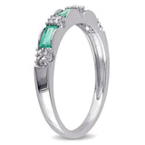 2Ct Baguette Cut Green Emerald Diamond Thin Wedding Band 14K White Gold Finish