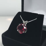 1.5ct Cushion Cut Red Garnet Solitaire Pendant 14k White Gold Finish NO CHAIN