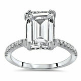 2Ct Emerald Cut Diamond Solitaire Engagement Ring 14K WhiteGold Over Hidden Halo