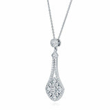 4ct Round Cut Diamond Art Deco Drop Pendant Earring Combo 14k White Gold Finish