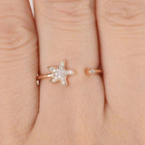 Open Cuff Star Fish Engagement Ring 0.3ct Round Cut Diamond 14k Rose Gold Finish