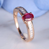 2ct Oval Pink Ruby Engagement Ring Baguette Accent Solitaire 14k Rose Gold Over