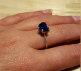 1.5ct Engagement Ring Heart Cut Blue Sapphire Solitaire 14k White Gold Finish