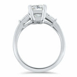 3.2ct Emerald Cut Diamond Baguette Accents Trilogy Ring 14k White Gold Finish