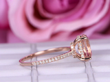 1.5ct Oval Morganite Engagement Ring Accents with Solitaire 14k Rose Gold Finish