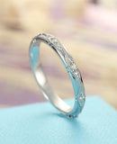 0.5ct Round Cut Diamond Milgrain Eternity Wedding Ring Band 14k White Gold Over