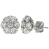 0.7ct Round Cut VVS1D Diamond Cluster Stud Earrings 14k White Gold Finish