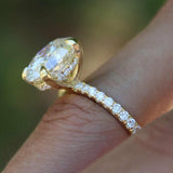 2.5ct Oval Cut Diamond Gatsby Solitaire Engagement Ring 14k Yellow Gold Finish