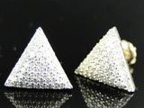 0.6ct Round Cut VVS1 Diamond Triangle Cluster Stud Earrings 14k Yellow Gold Over