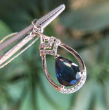 2ct Blue Sapphire Pendant Pear Cut Hollow Drop 14k White Gold Finish NO CHAIN