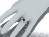 2.5ct Round Cut Black Diamond Engagement Ring Halo Filigree 14k WhiteGold Finish