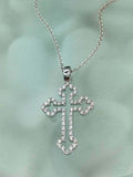 1.2ct Round Cut VVS1 Diamond Pendant Chain Jesus Cross Design 14k WhiteGold Over