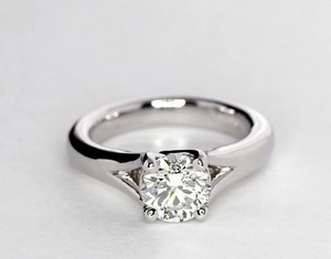 2Ct Round Cut Diamond Split Band Solitaire Engagement Ring 18K White Gold Finish