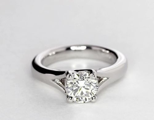 2Ct Round Cut Diamond Split Band Solitaire Engagement Ring 18K White Gold Finish