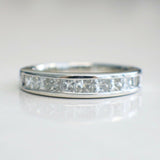 1.5ct Princess Cut Diamond Half Eternity Wedding Ring Band 14k White Gold Finish