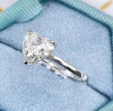 1ct Heart Cut Simulated Diamond Solitaire Engagement Ring 14k White Gold Plated