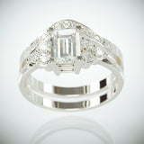 4Ct Emerald Cut Diamond Bridal Set Engagement Ring Band 14K White Gold Finish