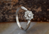 Cluster Flower Engagement Ring 1.3ct Round Cut Diamond 14k White Gold Finish