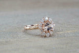 2ct Round Cut Peach Morganite Engagement Ring 14k RoseGold Finish Diamond Floral