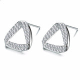 1.5ct Round Cut VVS1D Diamond Triangle Shape Stud Earrings 14k White Gold Finish