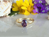 1ct Engagement Ring Oval Cut Purple Amethyst Solitaire Women 14k YellowGold Over