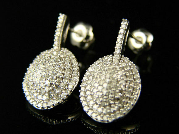 2.5ct Round Cut Diamond Dual Halo Cluster Dangle Earrings 14k White Gold Finish