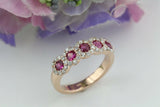 2ct Round Cut Pink Ruby Five Stone Halo Engagement Ring 14k White Gold Finish